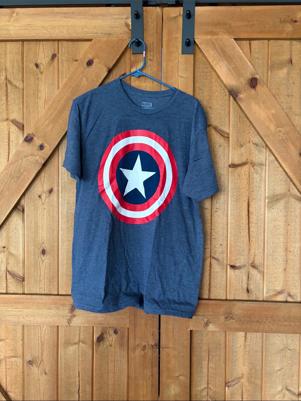 Marvel Heather Navy Logo Tee with Subtle White Print